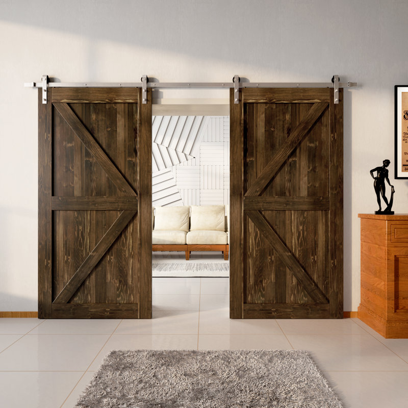 Ensemble de quincaillerie d'installation de porte en nickel massif brossé K Design, L 54 po x H 84 po, Brun foncé