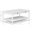 Table basse blanche avec et deux espaces de rangement, en bois massif et 2 tiroirs de style transitionnel