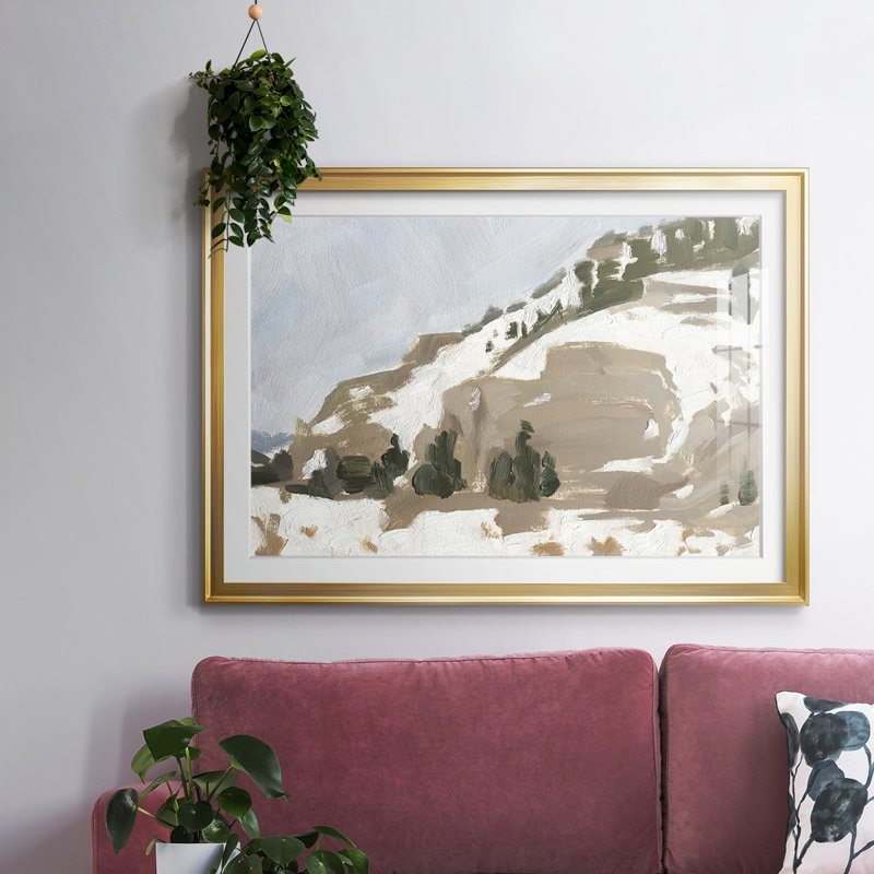 Snowy Rise II, reproduction d'art encadrée, Or, H 30 po x l 44 po x P 1,5 po