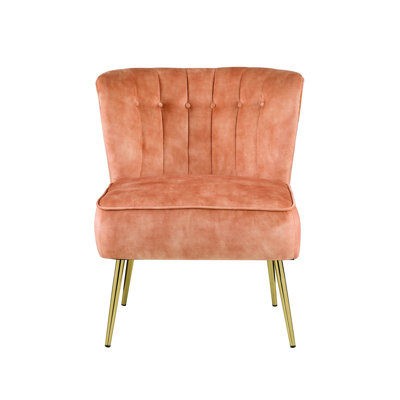 Élégante chaise en velours orange brûlé Profondeur de l'emballage Accent élégant 27,56 de largeur