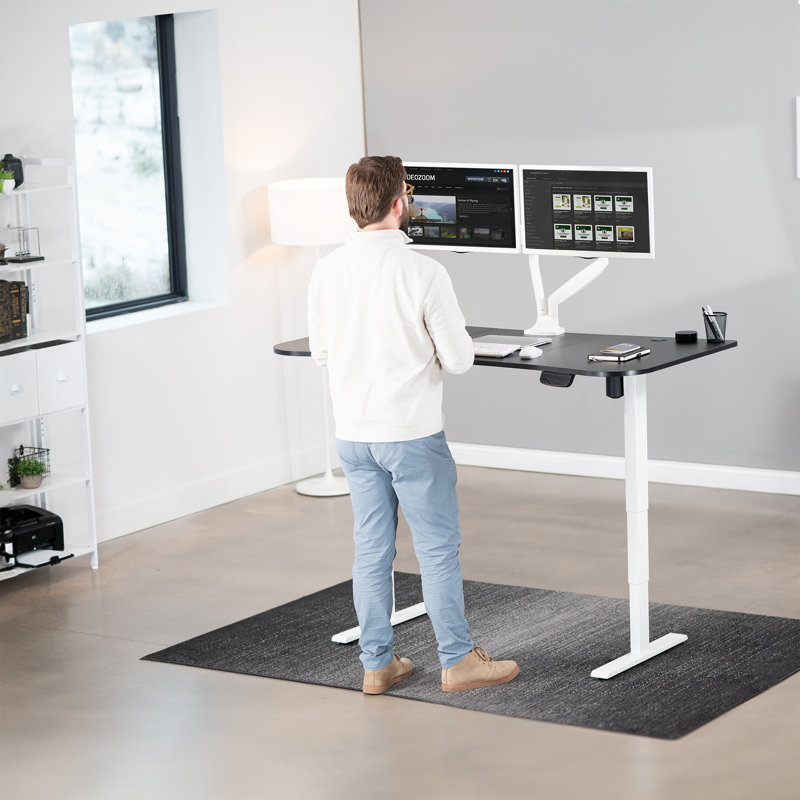 Adjustable Height 63'' Black and White Electric Standing Desk