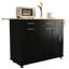 Rangement mobile pour la cuisine avec grand abattant et 3 niveaux, comptoir en bois d'hévéa Black Island-834128004
