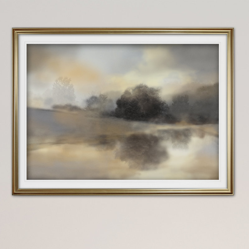 « misty étang », reproduction de peinture à l’acrylique encadrée, Argent, H 20 po x l 24 po x P 1,5 po