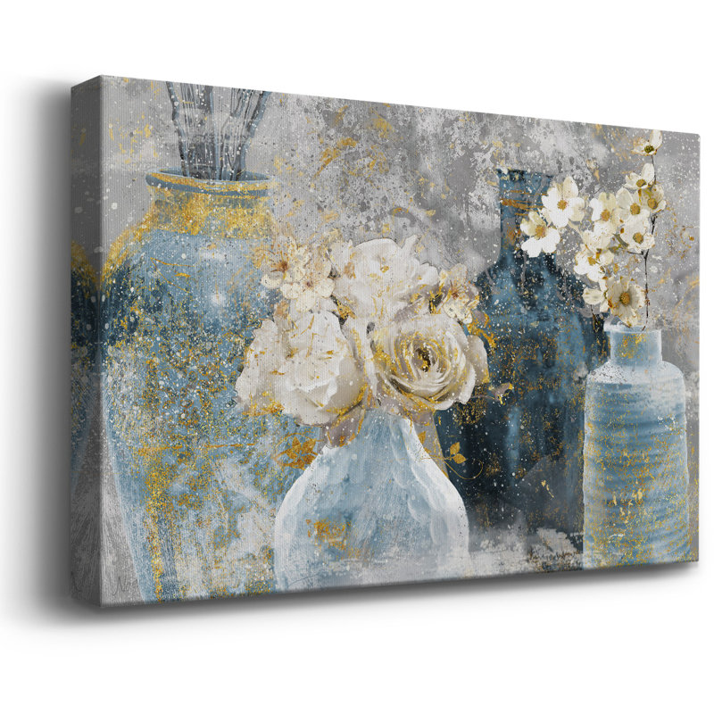 Vessels and Blooms Blues sur toile, H 40 po x l 60 po