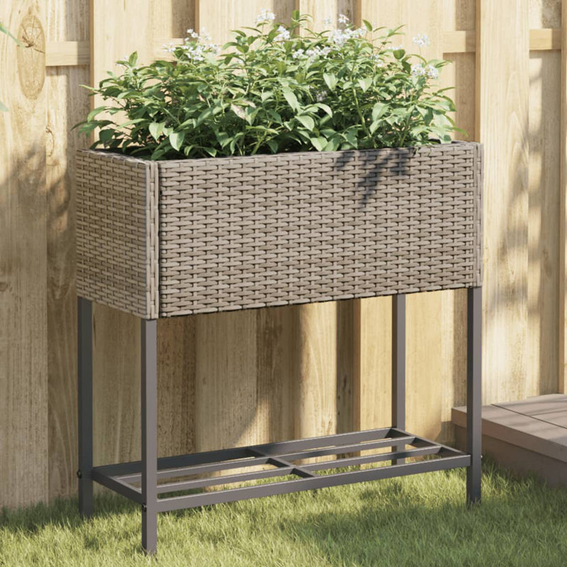 Celep Metal Elevated Planter, 70cm H x 70cm W x 28cm D, Grey/Brown/Blue