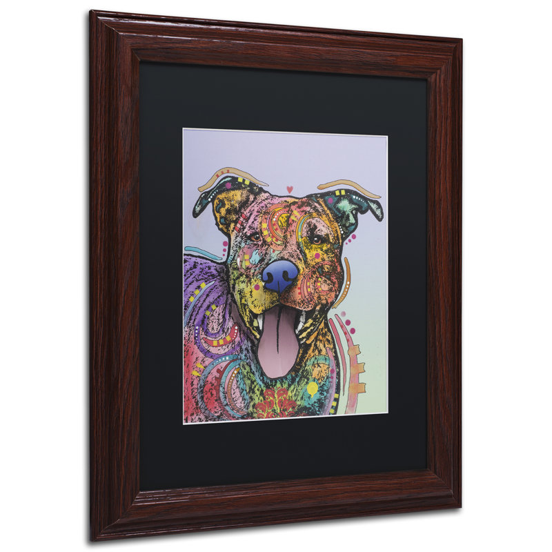 "Zoey" par Dean Russo, impression sur toile, H 14 po x l 11 po x P 0,5 po, Noir, Encadrement grain de bois