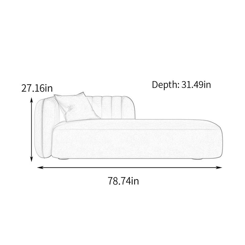 Chaise longue rembourrée Flannelette, Accoudoir à gauche (vu de face), Orange
