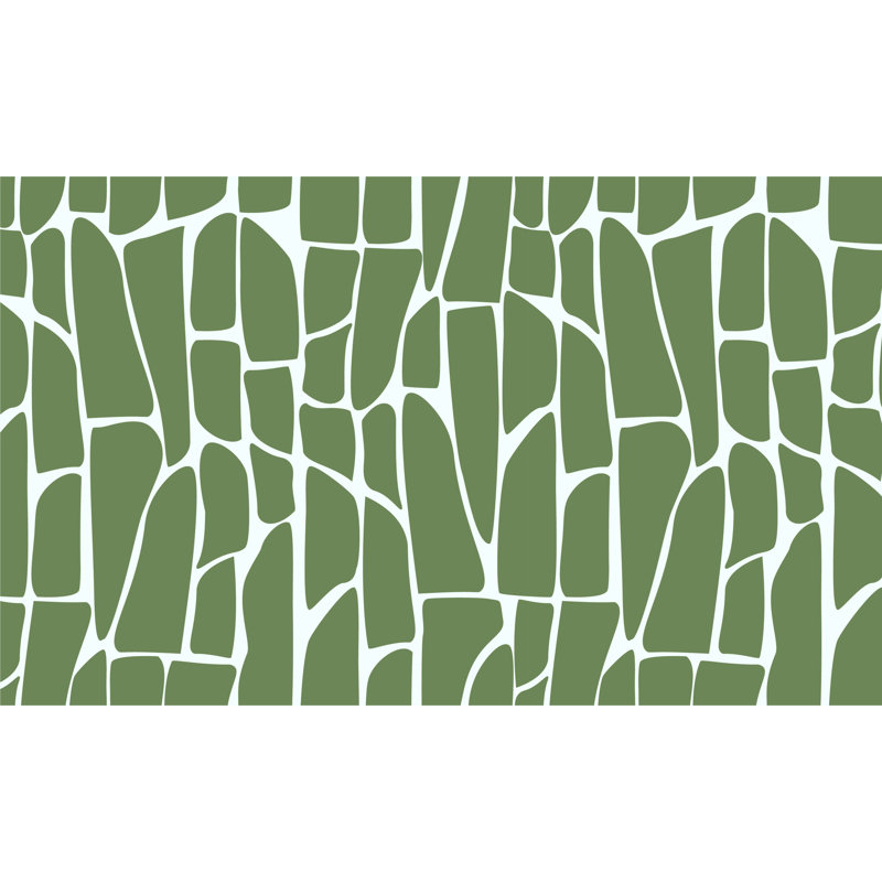 Murale abstraite pelez et collez Lally - motif géométrique vert, L 108 po x l 180 po