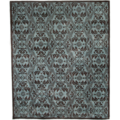 Tufted Contemporary hand-tufted New Zealand Wool Blue/Brown Area Rug
