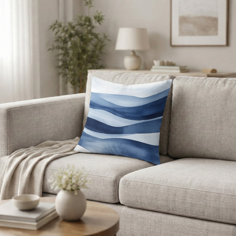 Coussin Indigo Horizon, H 16 po x l 16 po