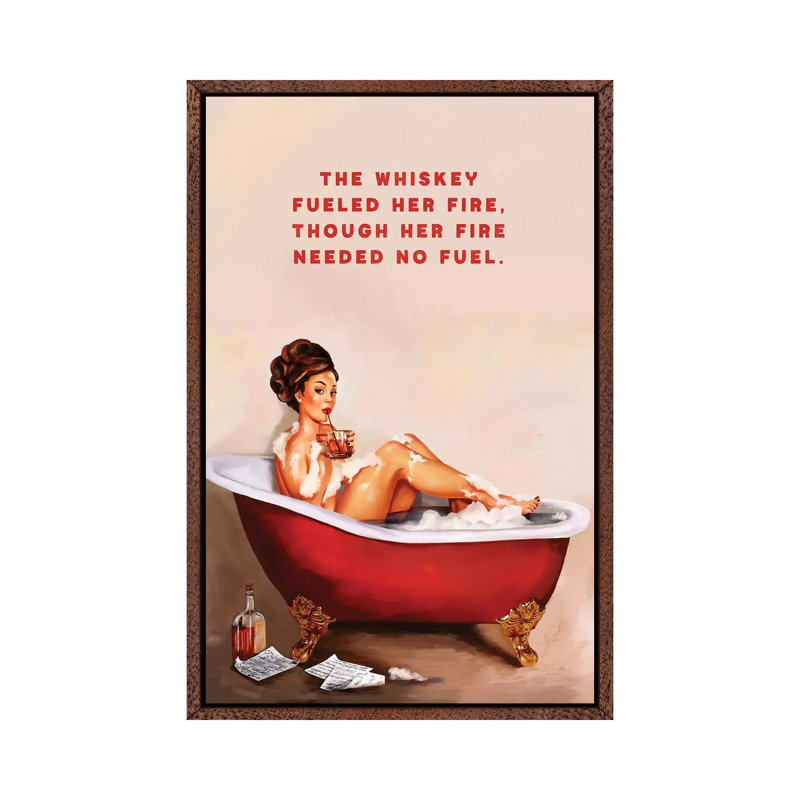 Whiskey Fuel Fire Bath - Print on Canvas, 66.04 cm H x 45.72 cm W, Classic Brown Wood Framed