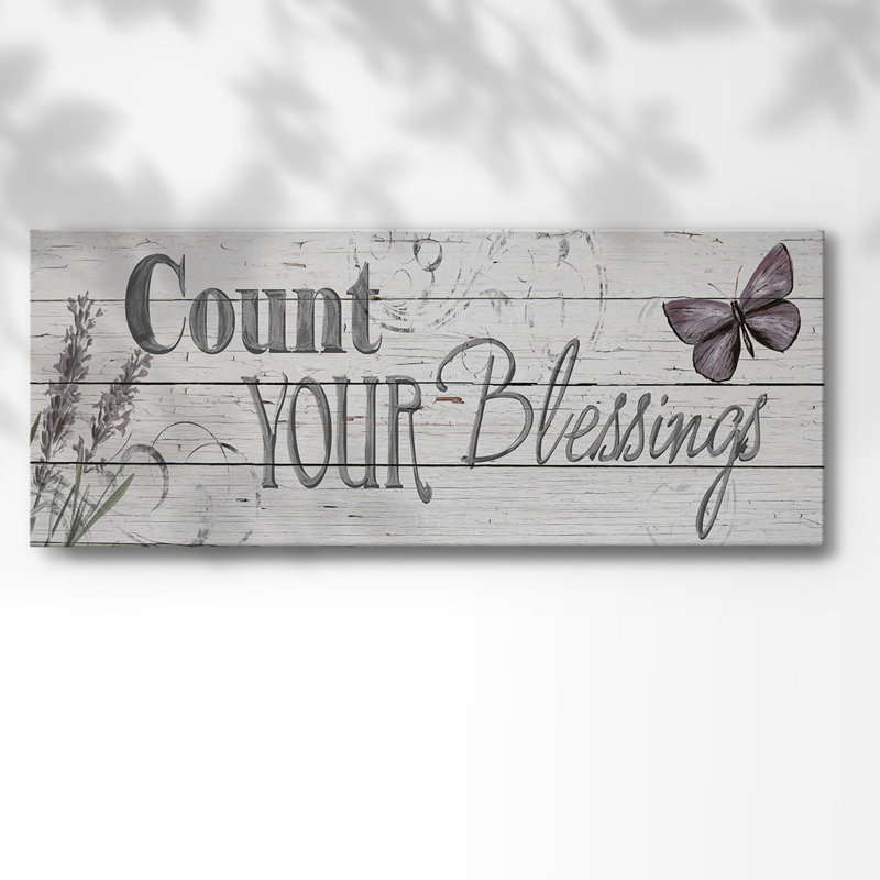 «Count Your Blessings» sur toile, H 8 po x l 20 po x P 1,5 po