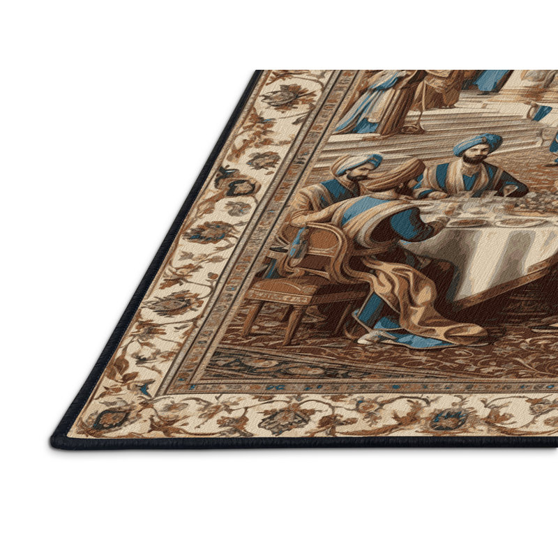 Tapis brun lavable à la machine, Carré 5 pi