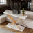 Modern Console Table With White Faux Marble Top And Gold X-Shape Frame, Entryway Sofa Table For Living Room Hallway With Heavy-Duty Metal Legs