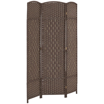 3 Panel Room Divider, 6' Tall Folding Privacy Screen, Hand-Woven Freestanding Wall Partition For Home Office, Bedroom,wood