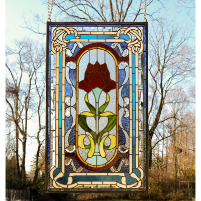 Panneau de vitrail biseauté 20,5 po x 34,5 po Tiffany