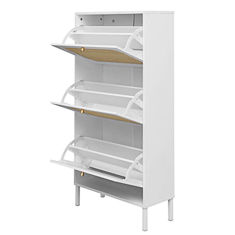 18 Pair Shoe Storage Cabinet, White