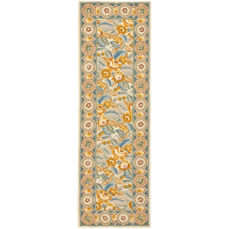 Chelsea Hand Hooked Wool Pile Floral Rug, Runner 2'6" x 8'