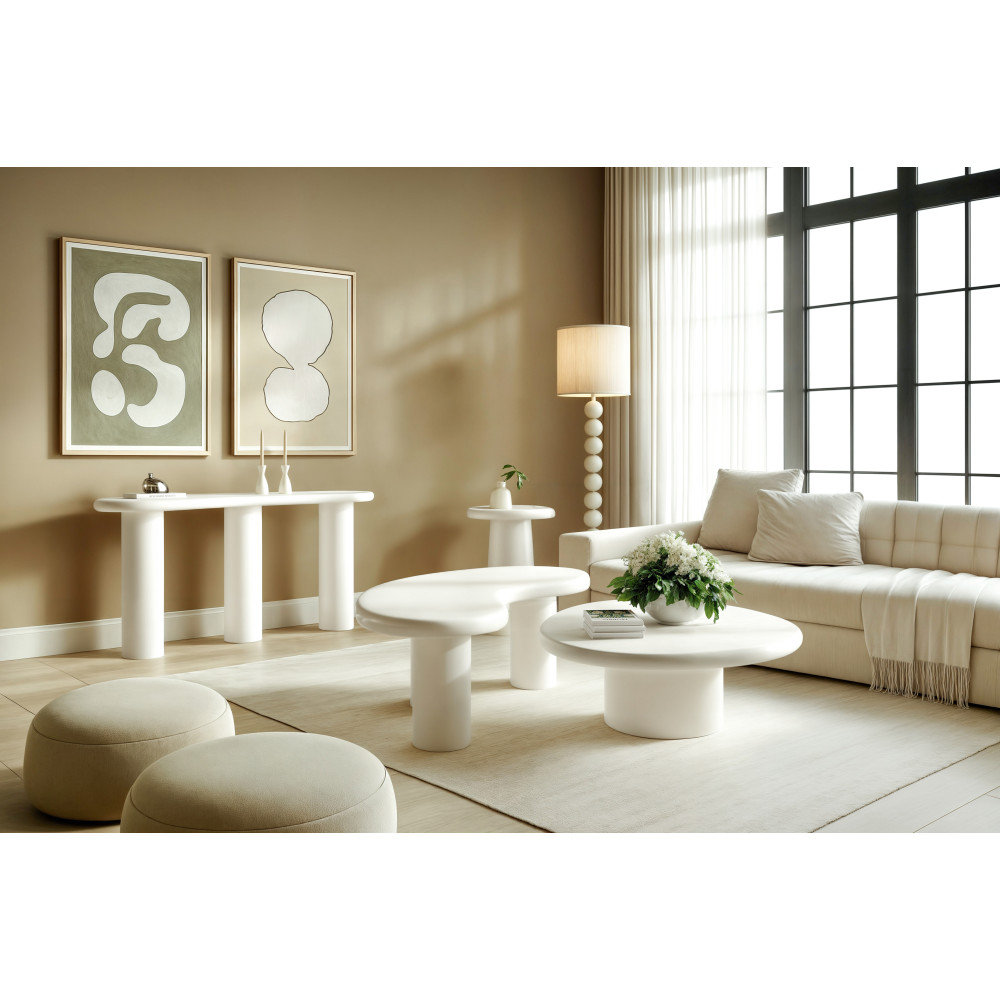 Kaden Tall Wooden Coffee Table In Rice