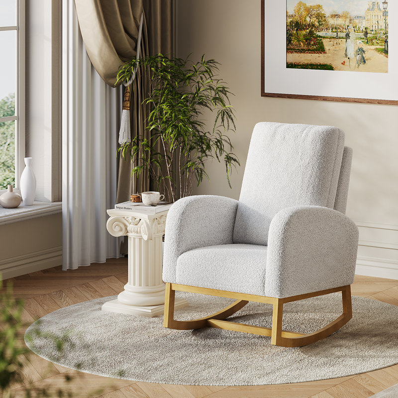 Solid Wood Rocking Chair, Light Grey
