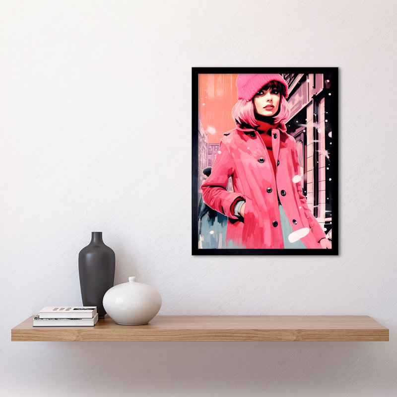 Gothankar Downtown Girl Woman In Retro Pink City Fashion - Single Picture Frame Print