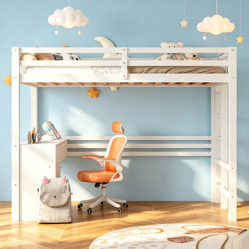 Kaynath Twin Loft Bed With Built-In-Desk & Cabinet