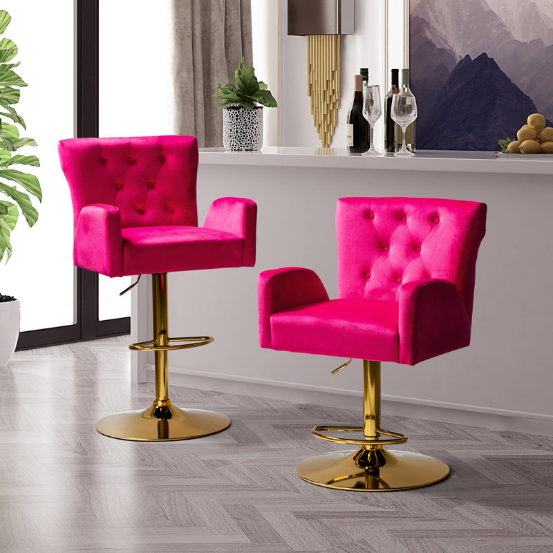 Tabouret de bar rotatif Theo, Fuchsia
