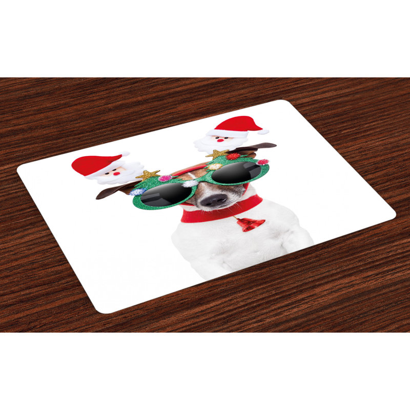 Imogene Christmas Funny Dog Sunglasses Placemat