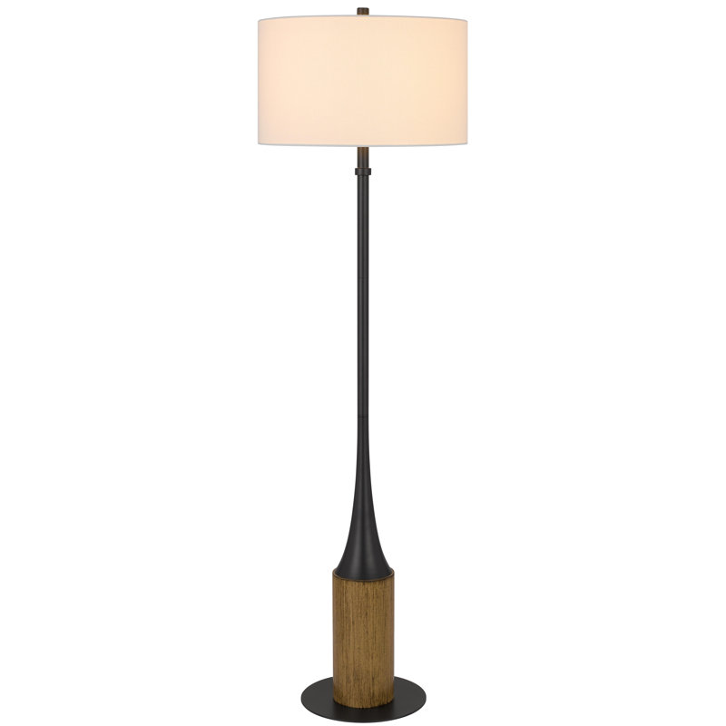 Lampe sur pied Winslow en métal, chêne gris anthracite, 151 cm de hauteur, ampoule à 3 intensités, 150 W, abat-jour cylindrique