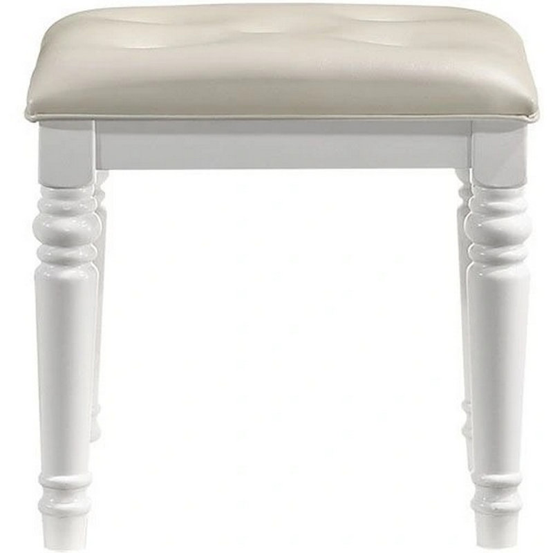 Tabouret de coiffeuse Kathir, Blanc, Beige