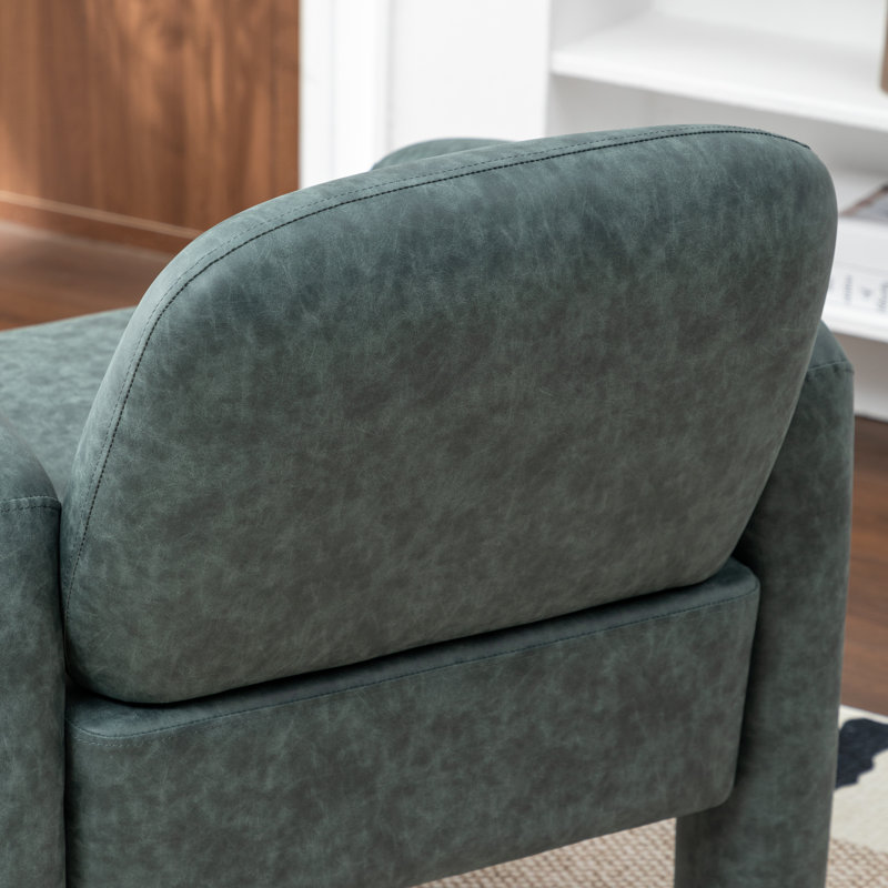Iryanna Upholstered Faux Leather Armchair, Navy