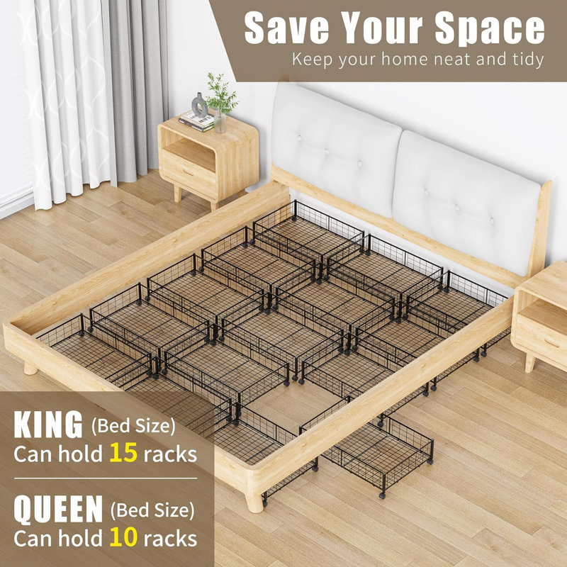 Rangement sous le lit avec roulettes, rotation à 360 °, contenants de rangement sous le lit sans assemblage, paquet de 2