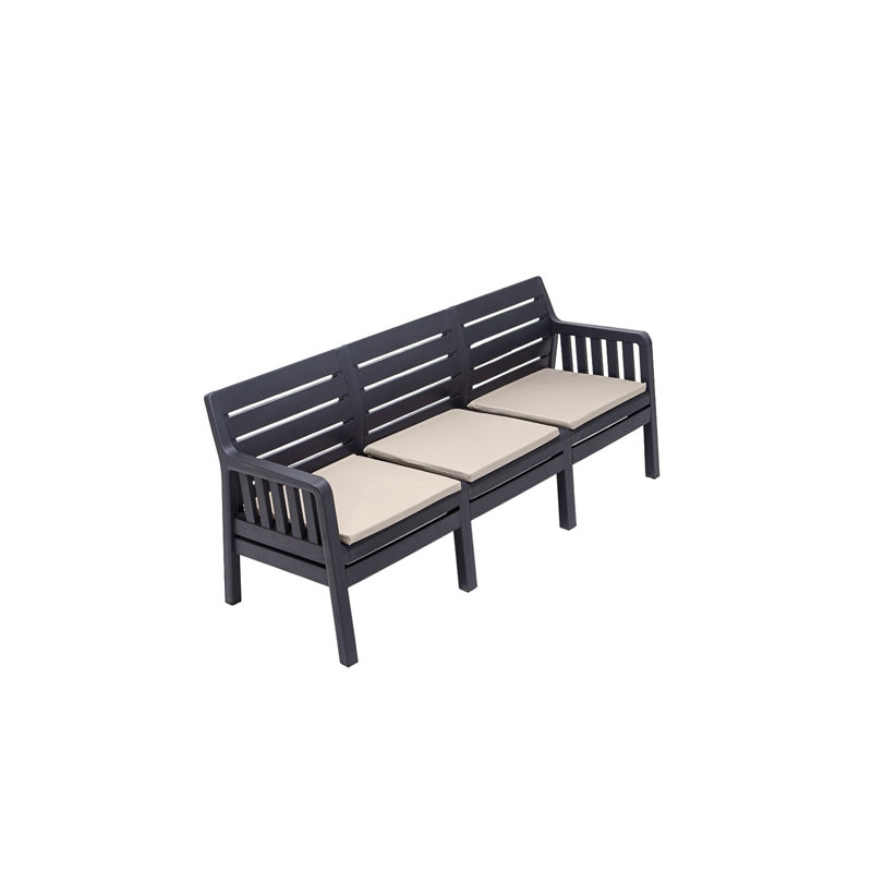 Cardamom 190cm Wide Patio Sofa with Cushions, Black