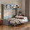 Grand lit escamotable avec canapé et tablettes
