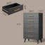 Ensemble de chambre à coucher 3 pièces (2 commodes + 1 lit) Lit plateforme capitonné à oreilles + commode haute à 5 tiroirs