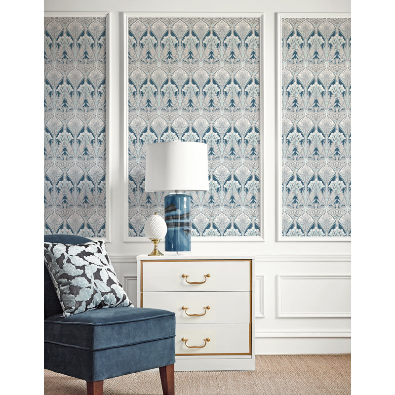 Rouleau de papier peint non tissé L 33 pi x l 20,9 po, Bleu / gris clair