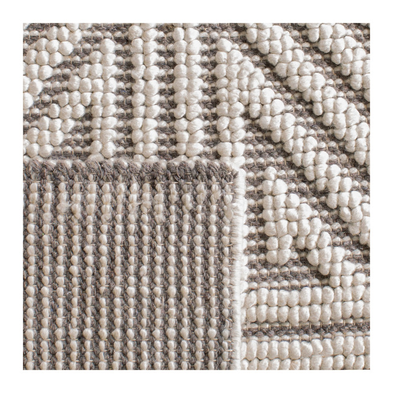 Scheller Natural Fiber Hand Woven Viscose/Cotton Geometric Rug in Gray/Ivory, Rectangle 8' x 10'