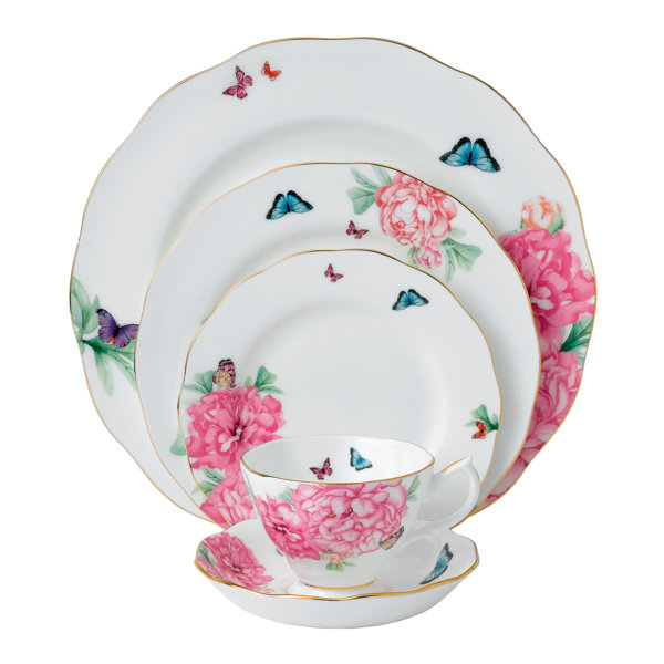 Royal Albert Rose Confetti 5 Piece Bone China Place Setting, Service for 1  & Reviews