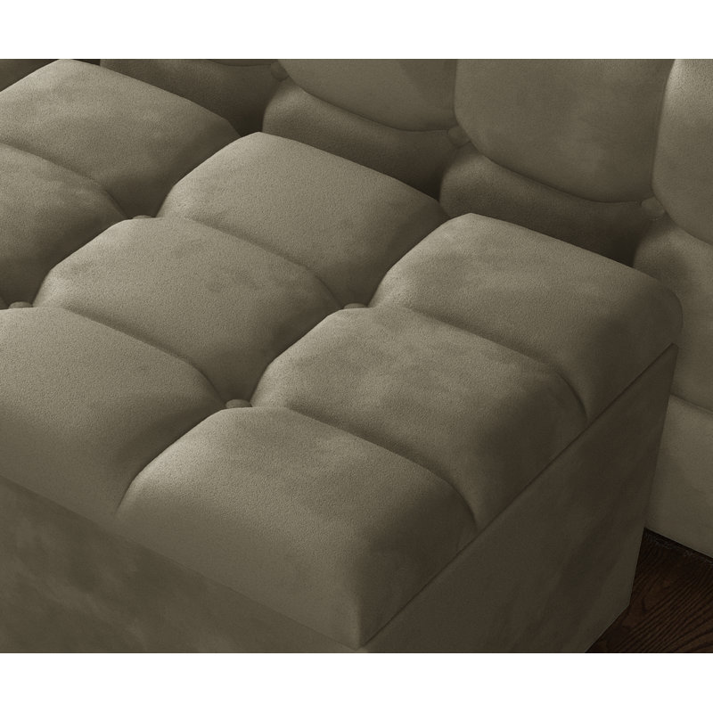 Klingler 102cm Wide Rectangle Geometric Standard Ottoman with Storage, Coffee