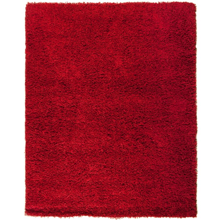 Agate Solid Colour Machine Woven Red Area Rug