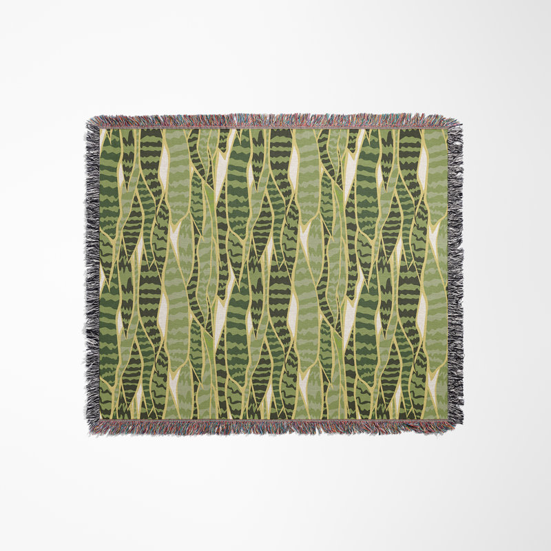 Jeté en coton Sanseviera, 50 x 60, Vert