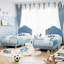 Structure de lit simple en velours TG avec tête de lit coquille, lit plateforme réglable avec support en lattes de bois, aucun sommier requis, bleu-1292009933-1292009935
