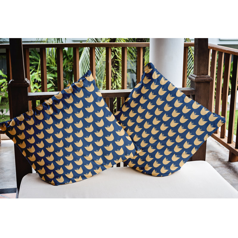 Coussin décoratif intérieur / extérieur Tulip Design, Bleu cobalt foncé, 18 po x 18 po