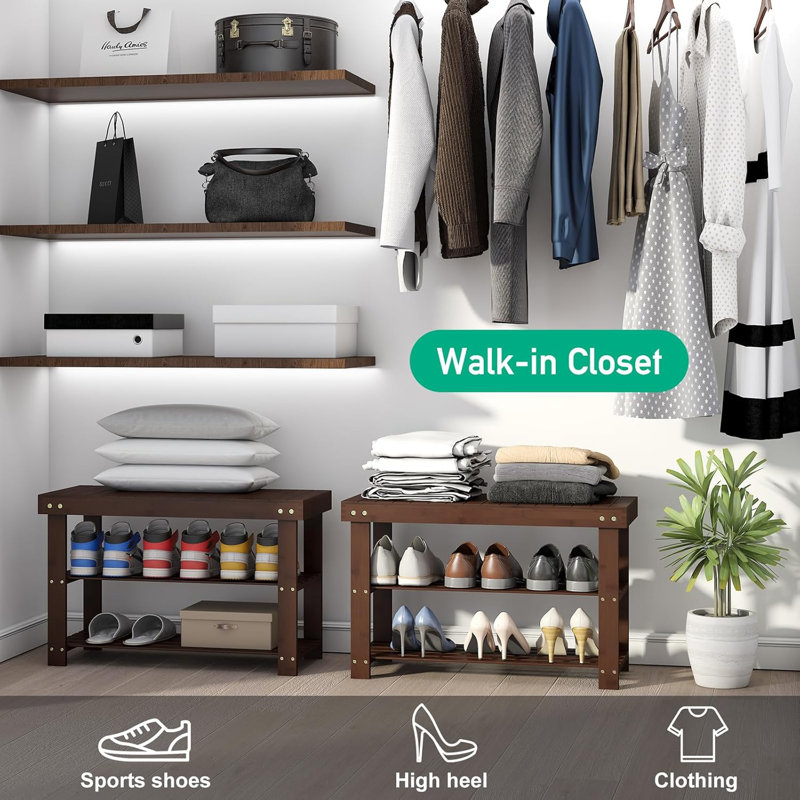 Banc de rangement pour 8 paires de chaussures, Brun