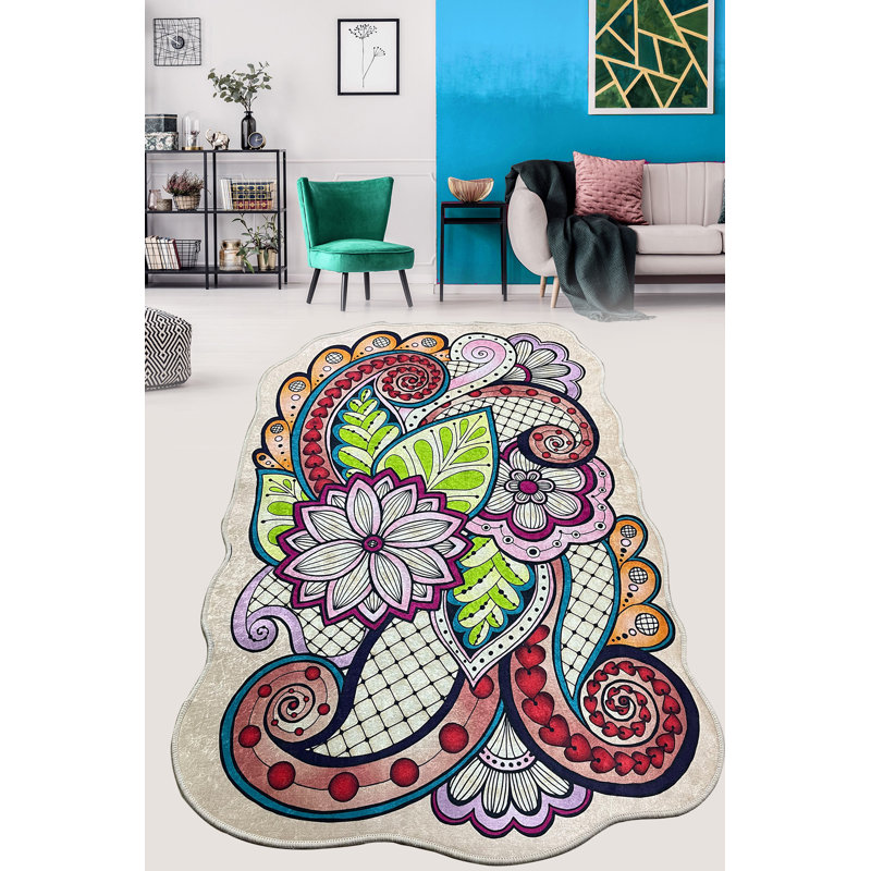 Luxurious Area Rug, 5.0 x 7.9 ft, 100% Polyester, 0.4 in Pile Height | Antibacterial, Non-Slip Dot Underside, Machine Washable | Soft, Durable, Perfect for Living Room, Bedroom & Dining Areas