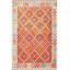 Tapis décoratif bleu et rouge à motif traditionnel lavable à la machine-120334214