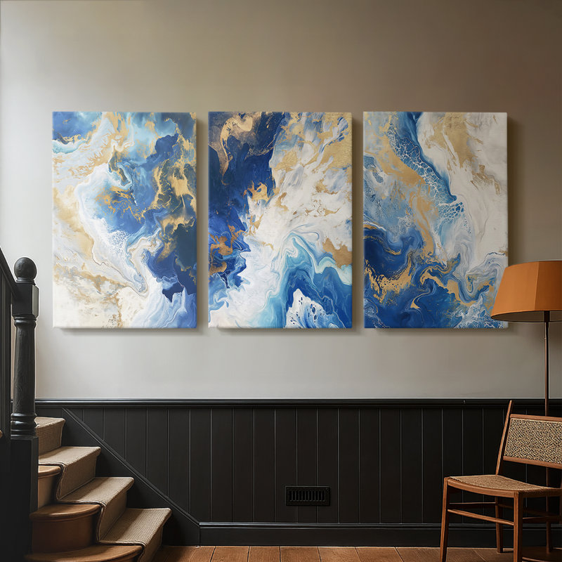 ABSTRACT Series CDXII - Toile tendue sur mesure - 3 pièces, H 48 po x l 96 po