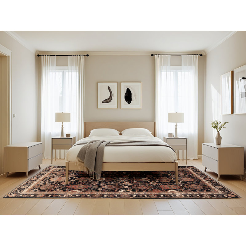 Tapis brun lavable à la machine, Rectangle de 5 pi x 8 pi