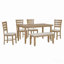 Table et chaises de salle à manger avec banc, ensemble de salle à manger en bois rustique, ensemble de 6-749446213