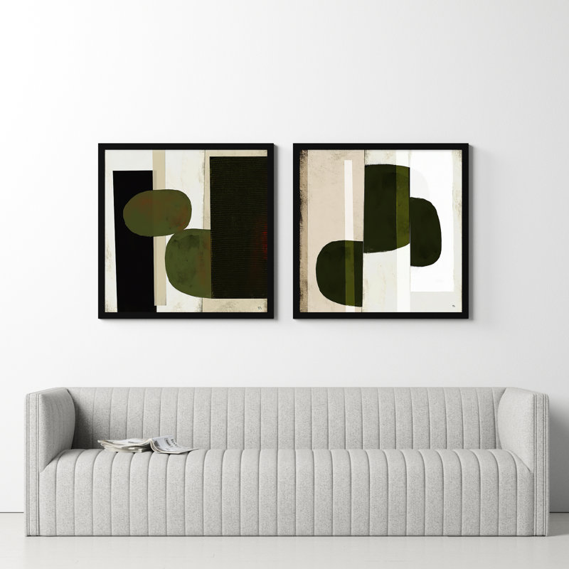 " Collage " by StudioM 2 - Pieces Painting Print, 44" H x 88" W, Black